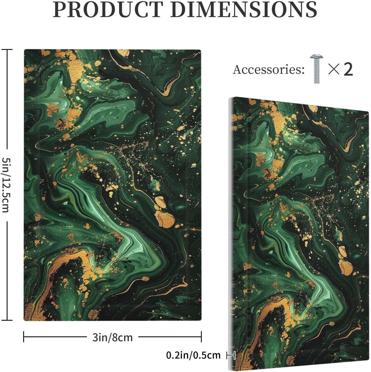Green/Gold Modern Abstract Luxury Marble 1-Gang No Device Blank Wallplate Electrical Light Switch Covers Decorative Receptacle Face Plate Cover for Bathroom 5 X 3 IN