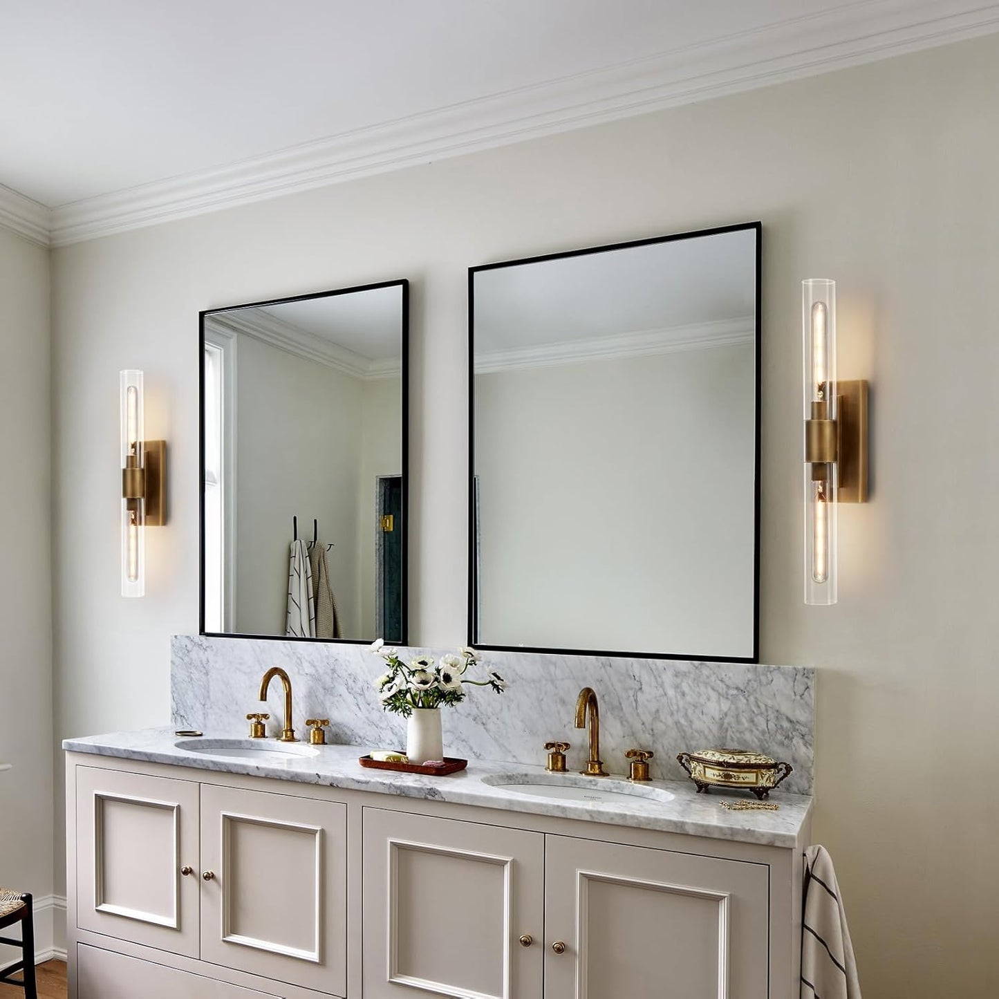 24.8" L Minimalist Style Wall Sconces 2-Lights Brass Wall Lights Fixtures Morden Cylinder Wall Light for Bathroom Vanity Light Indoor Wall Mounted Lamps for Living Room,Bedroom,Hallway