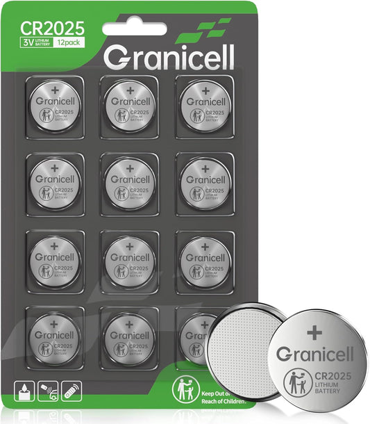 2025 Battery Compatible with Apple AirTag CR2025 Lithium 3V Coin Battery for Child Safety, Suitable for Key Fobs, Smart Sensors, Scales, Candles and More (CR2025-12)