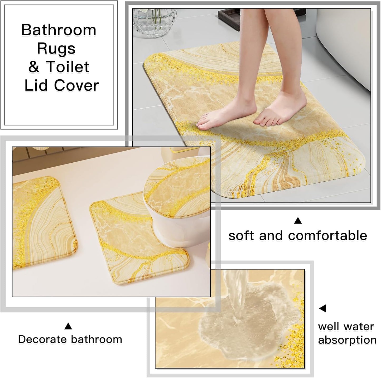 25PCS Bathroom Accessory Set, Beige Bathroom Set with Large-Capacity 4 Gallon Trash Can,Bathroom Rugs Set, Waterproof Shower Curtain, Toilet Brush, Toothbrush Holder & Soap Dispenser