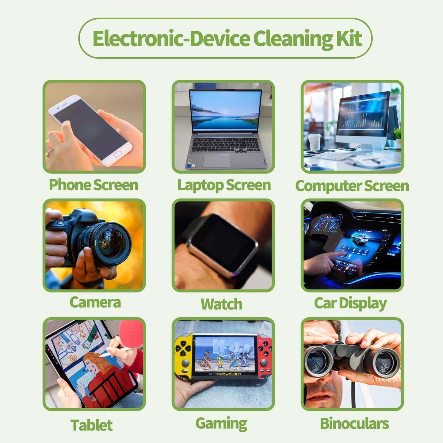 2 Pack Electronic Screen Cleaner Spray, Hatstart Cell Phone Touch Screens Cleaning for TV Laptop Computer Tablet PC LCD Flat Screens and Car Display, Compatible with iPhone iPad MacBook Pro, Green