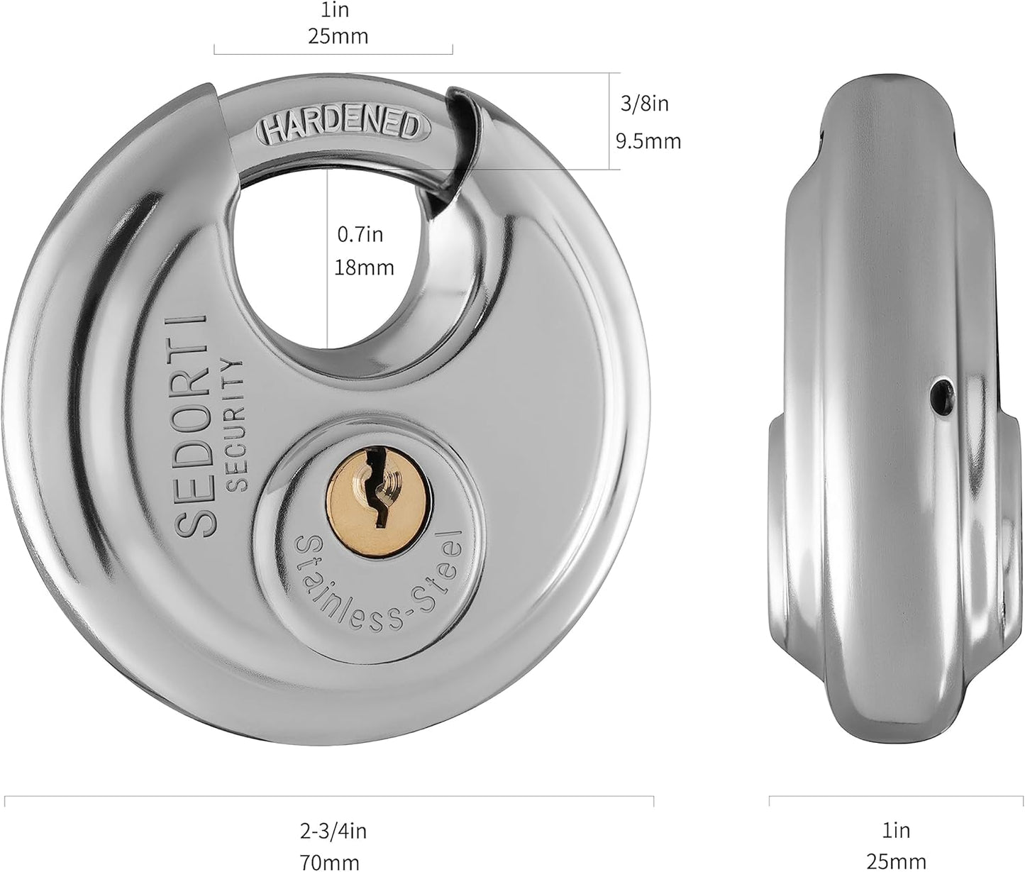 20-Pack Discus Padlocks Keyed Alike, 2-3/4 inch Wide, Stainless Steel 304 Round Lock, Waterproof and Rustproof Storage Lock with Brass Keys, Ideal for Storage Unit Gate, Outdoor, Shed, Fence