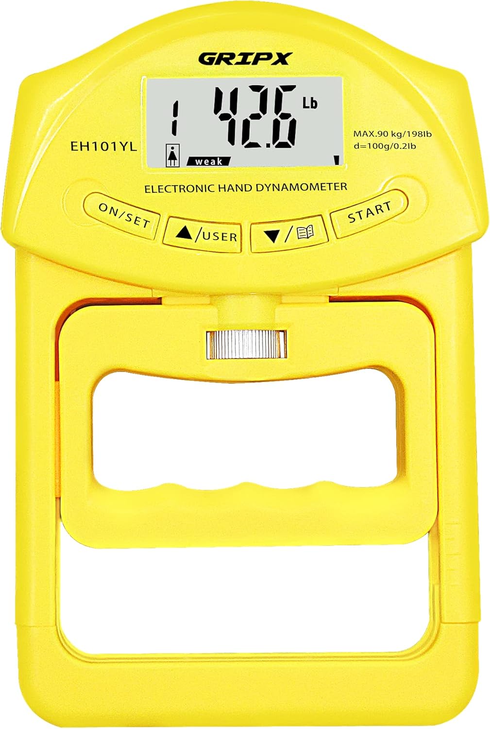 GRIPX Digital Hand Dynamometer Grip Strength Measurement Meter Auto Capturing Electronic Hand Grip Power 198Lbs / 90Kgs