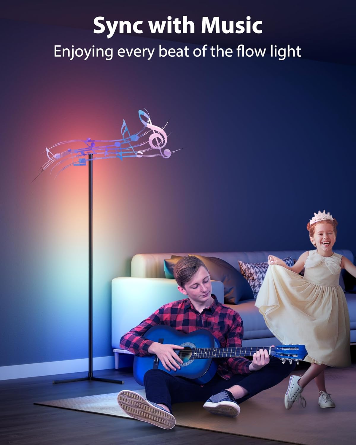 2PCS Corner Floor Lamp, 65" Smart RGB Color Changing LED Floor Lamp with APP and Remote Control, Modern Mood Lighting Corner Lamp with Music Sync, DIY Mode & Timing for Living Room Gaming Room