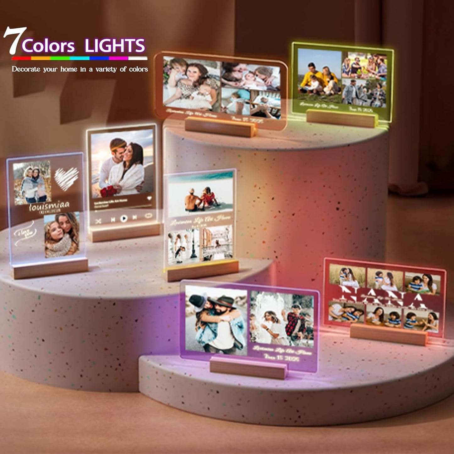 LOUISMIAA Customized Picture Frames Night Light,Decorative Plaque Anniversary Birthday Mother’s Day Father’s Day Valentine’s Personalized Gifts for Boyfriend Girlfriend Couple Same Day Shipping