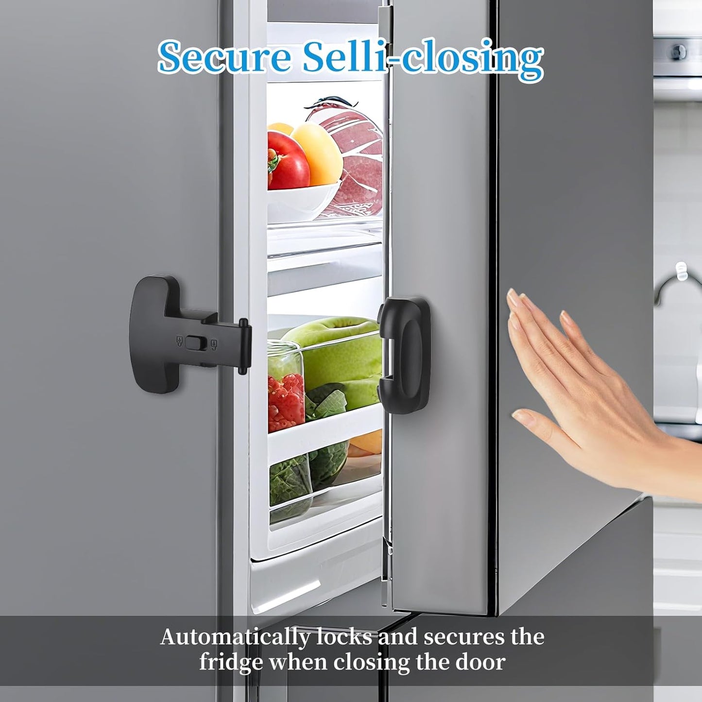 1 Pack Fridge Lock for Kids - Child-Proof Refrigerator Freezer Door Lock & Oven Lock for Child Safety, for Fridge/Freezer Doors, Black