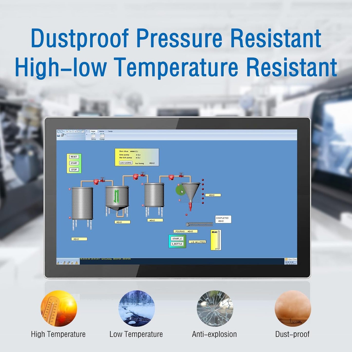 GreenTouch 13.3 Inch Industrial Embedded Capacitive Touchscreen Monitor, Open Frame Multi-Touch Screen Industrial Front IP65 Monitor - HDMI+VGA+DVI - 1920 * 1080 Resolution