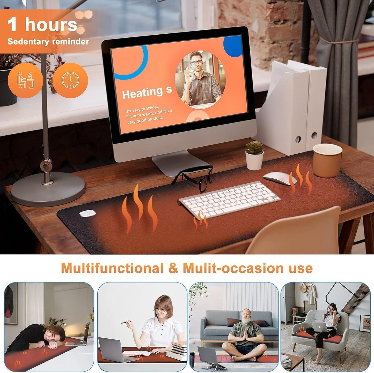 Heated Desk Pad Mouse Pad - Warm Desk Pad,Electric Heating Pad with 3 Heating Levels & 4 Hours Auto Shut-Off,31.5 x 13 inchExtended Edition Gaming Mou