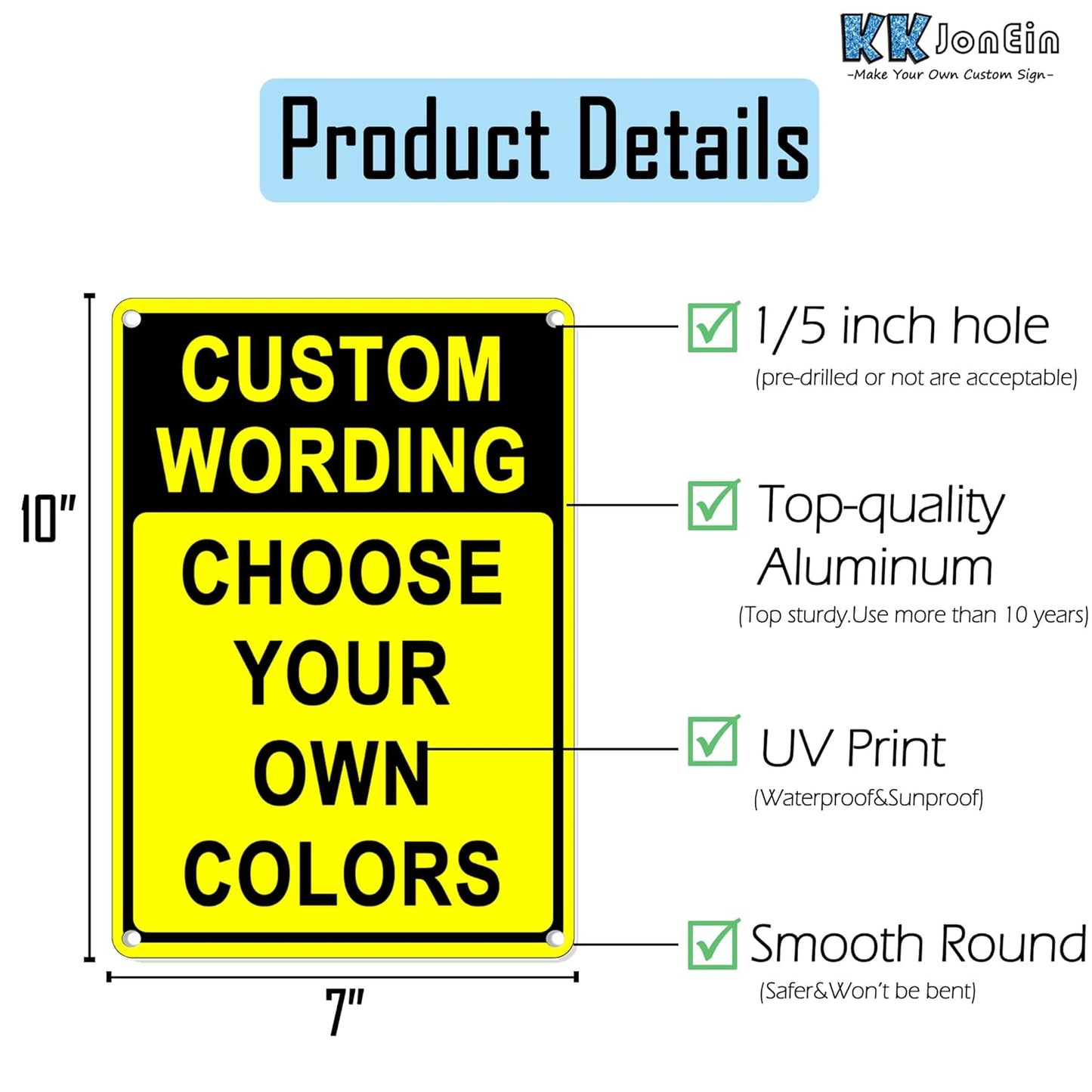 Custom Sign Outdoor Metal Vertical, Personalized Metal Sign for Parking, Gate, Delivery, Garage, Weatherproof Customized Signs for Outside, Make Your Own Signs Custom(10x7 Inches, Header)