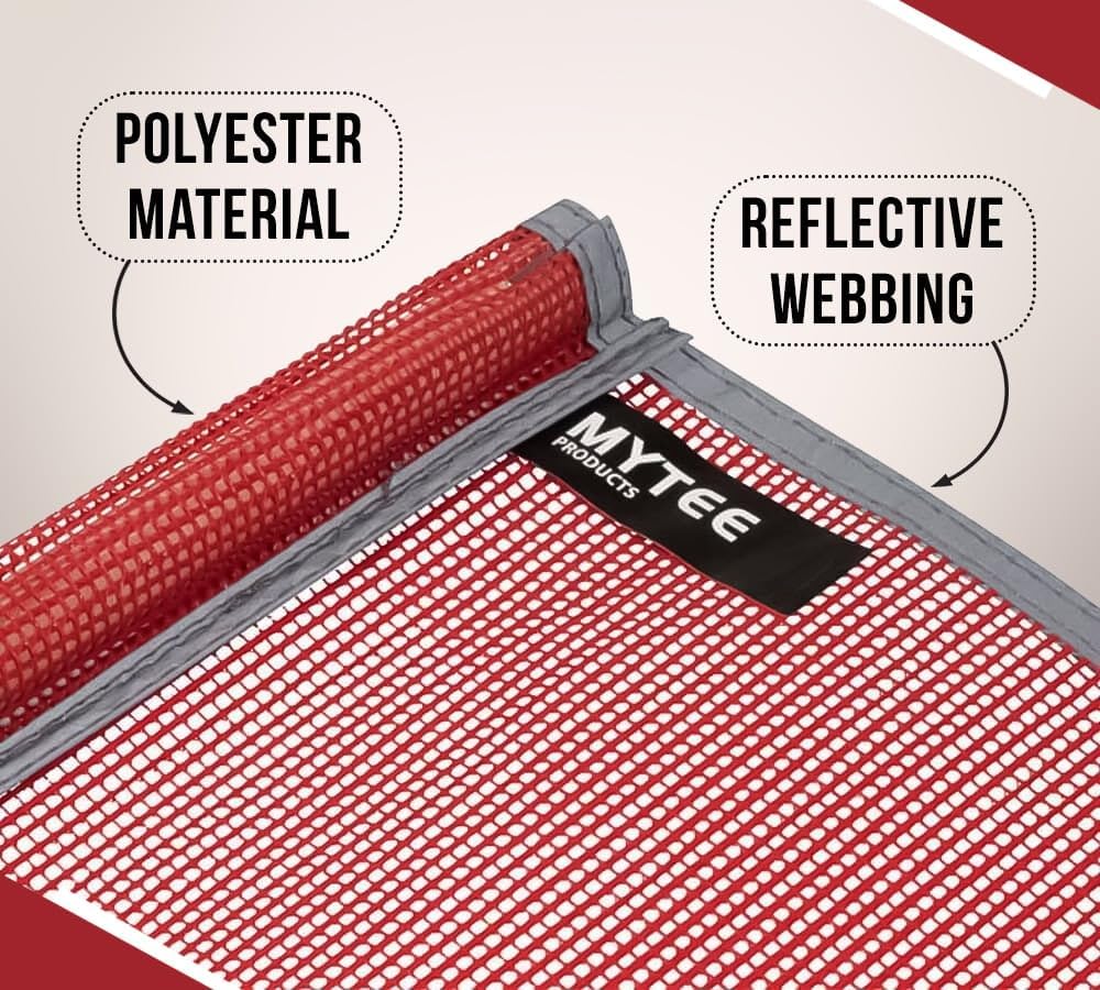 (16 Pack) 18"x18" Red Warning Flags for Trucks with Dowel & Reflective Webbing - High Visibility Vinyl Mesh Safety Flag DOT Compliant