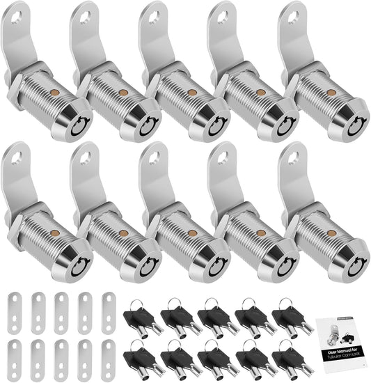 10 Pack Cabinet Lock with Keys, 1" RV Storage Locks Keyed Alike, RV Locks for Storage Door, Camper Toolbox RV Cam Locks with Manual(10Pack, 1 Inch)