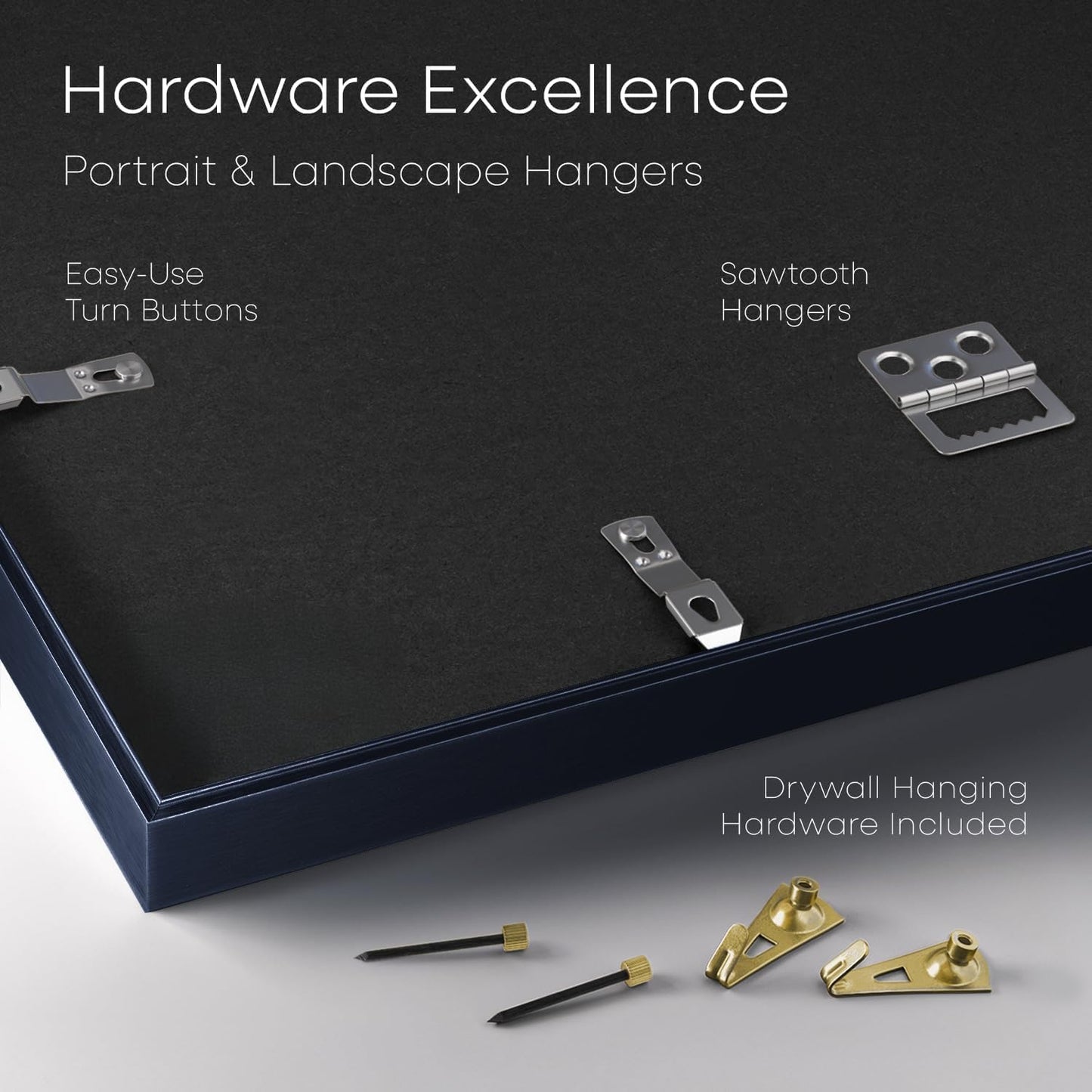 Homeforia A4 Picture Frame Navy Blue, High End Metal 8.3 x 11.7 inch Poster Frames with Mat 5.8 by 8.3 Art, A4 Size Frames Matted to A5 Photo, 8.3x11.7 Wall or Tabletop Frame, Tempered Glass, Set of 1