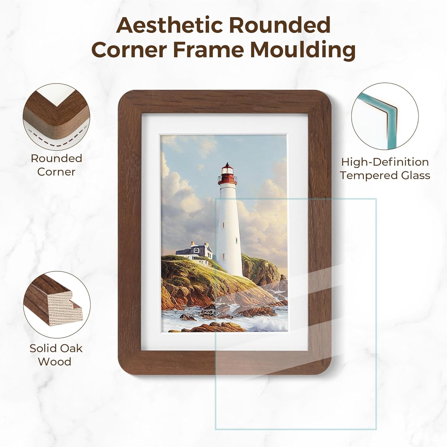 16x20 Picture Frame for Wall, Solid Oak Wood 16 by 20 Frames, 16 x 20 Poster Frame with Tempered Glass, 16x20 Frame Matted to 11x14, 16"x20" Wood Frame for Home Decor, Walnut Color, 3 Pack
