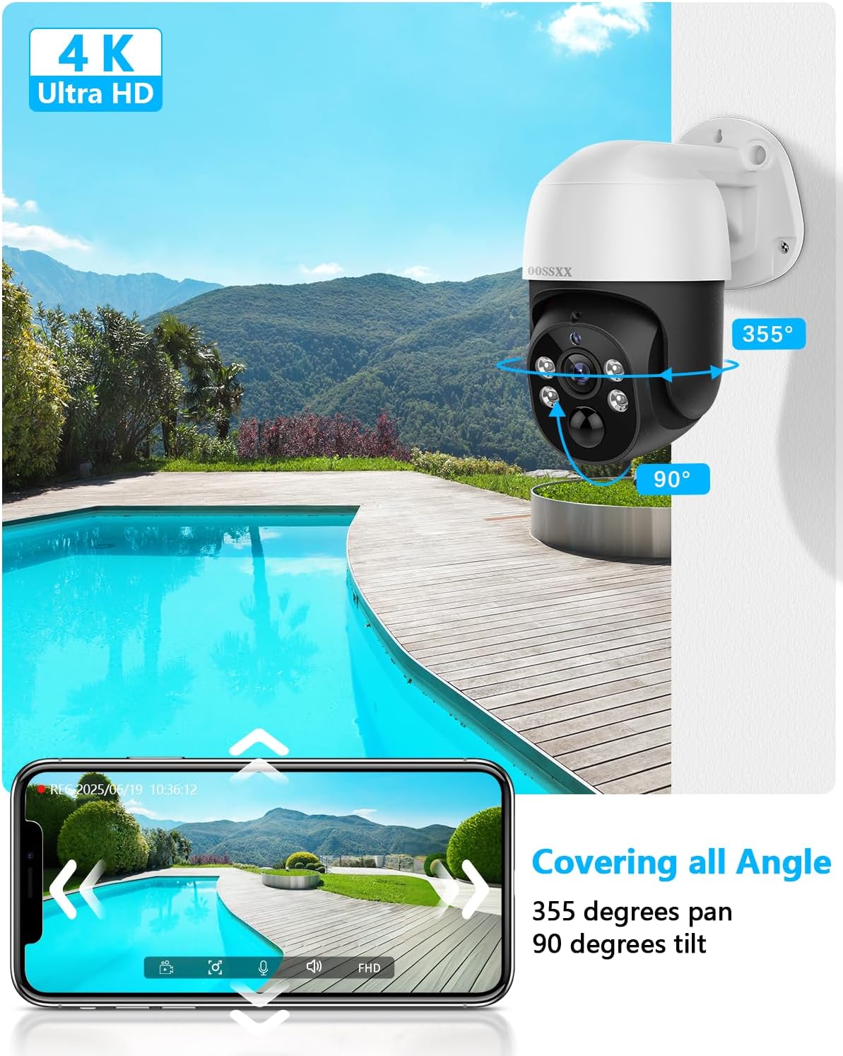 (Auto Tracking) 4K 2-Way Audio PTZ PoE Outdoor Wired Security Cameras System Home Wired Cameras Video Surveillance DVR Recorder System