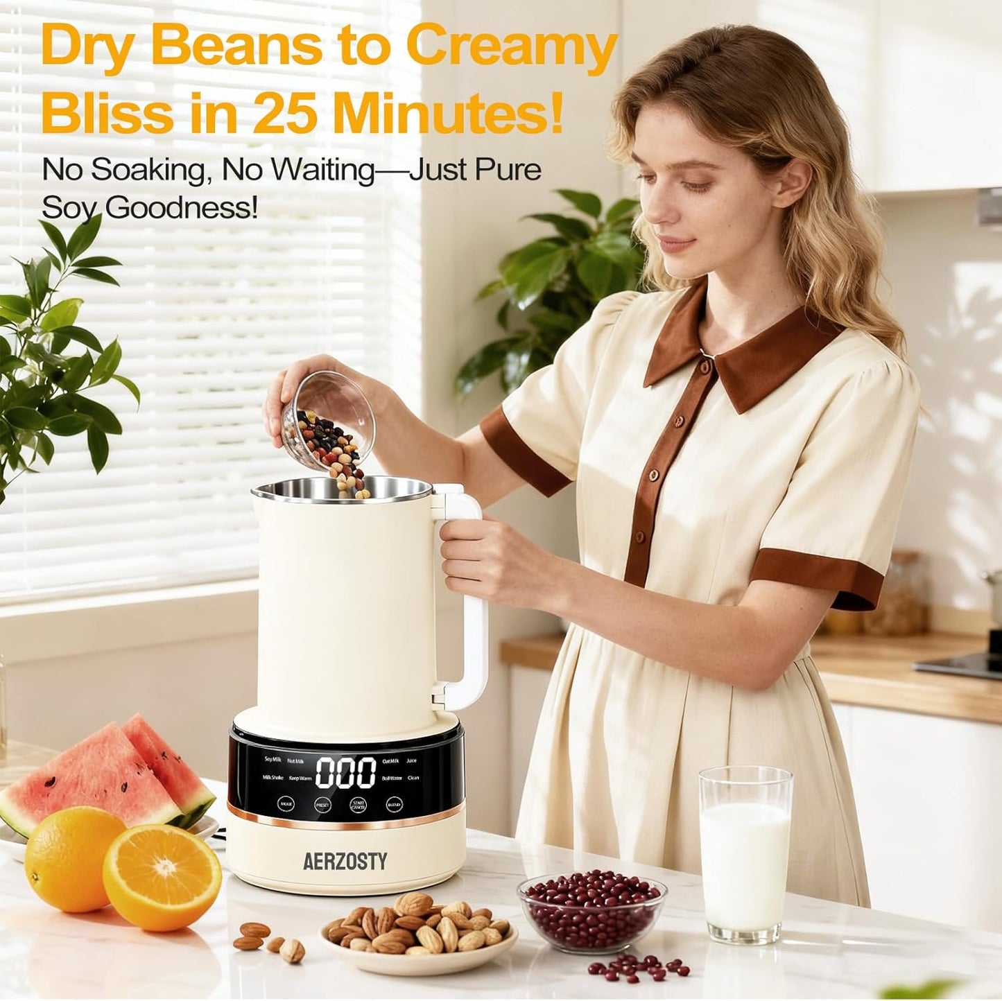 10 in 1 Nut Milk Maker Machine, 40oz/1.2L Soy Milk Maker with Auto Clean/24H Delay/Keep Warm/Boil Water, Almond Milk Maker for Homemade Oat, Juice, Milk Shakes, Plant Based and Dairy Free Beverages