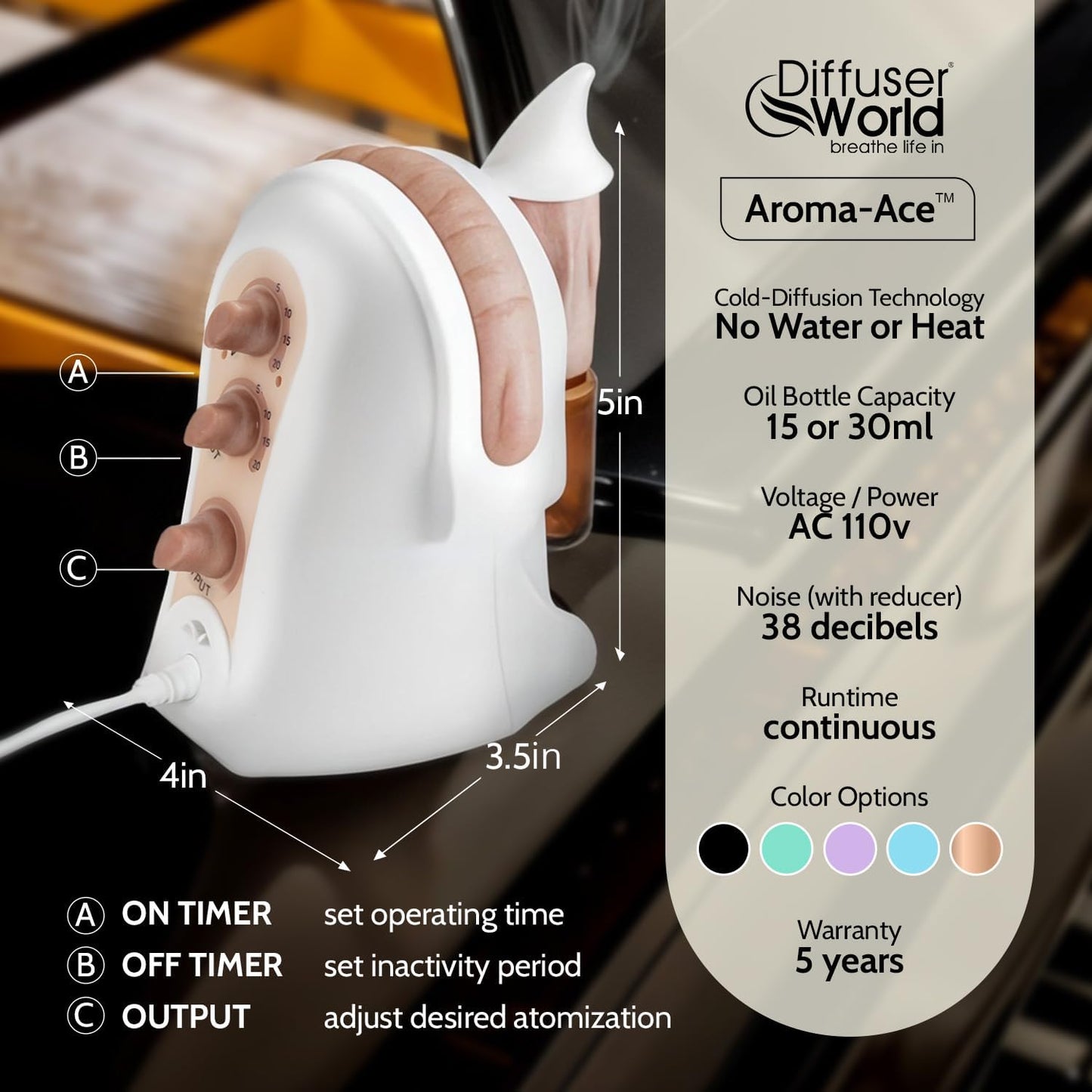 1000 Sq Ft Waterless Diffuser for Essential Oils, Made in USA Bronze Waterless Aroma Atomizer for Large Room Fragrance, Home Scent Machine, Air Aromatherapy Holiday