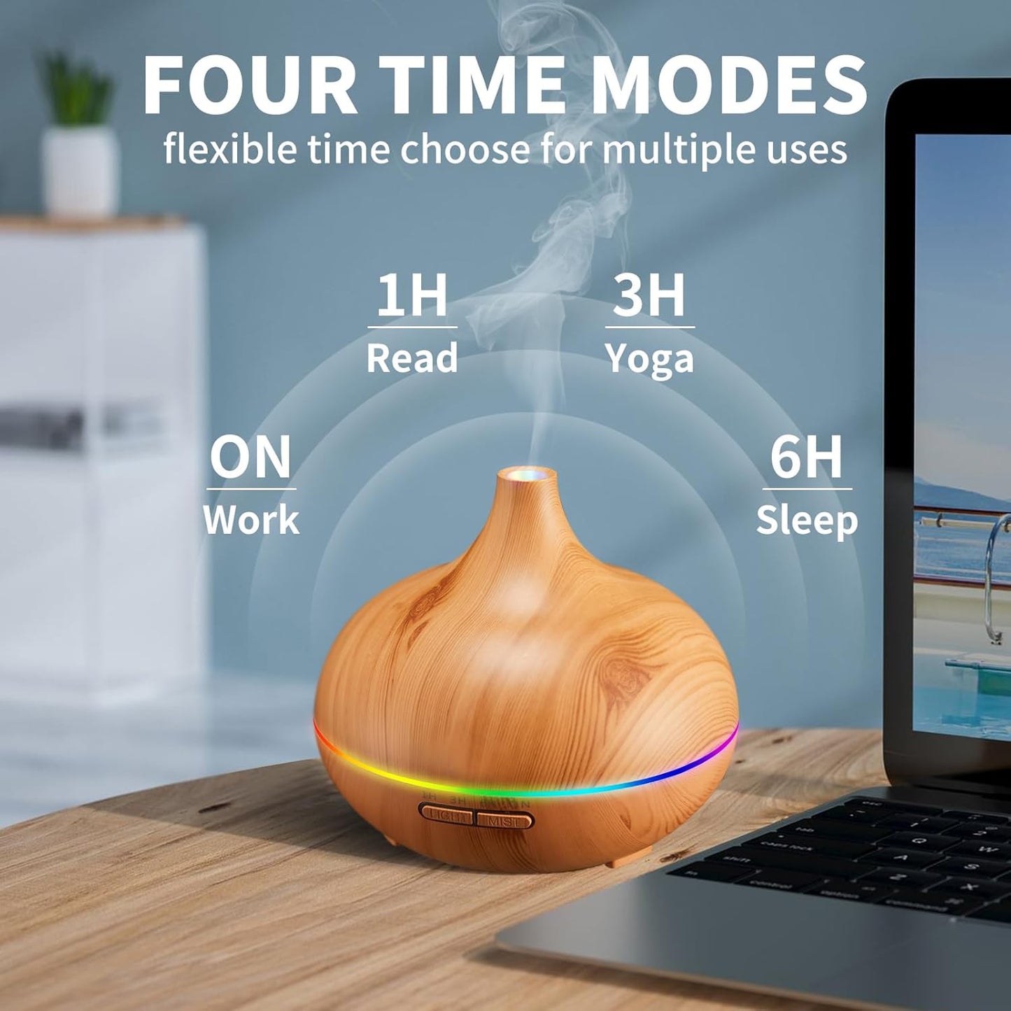 HLS Aroma Diffusers for Essential Oils Large Room with 10 Essential Oils,Ultrasonic Aromatherapy Diffuser for Home Bedroom, Cool Mist Humidifier Vaporizer