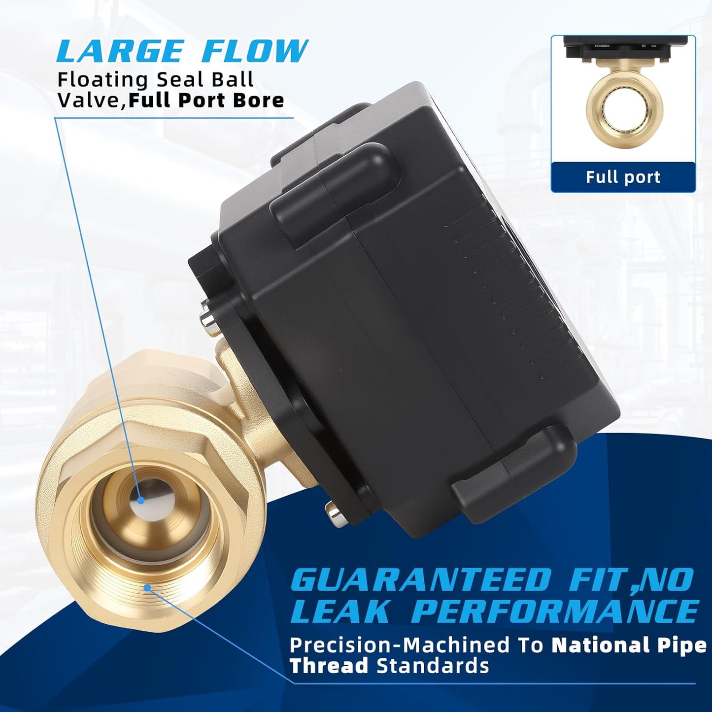 1/2" Brass Motorized Ball Valve - Electric Water Valve 2 Wire Auto Return,9-24V AC/DC Automatic Ball Valve with Full Port,Normally Closed