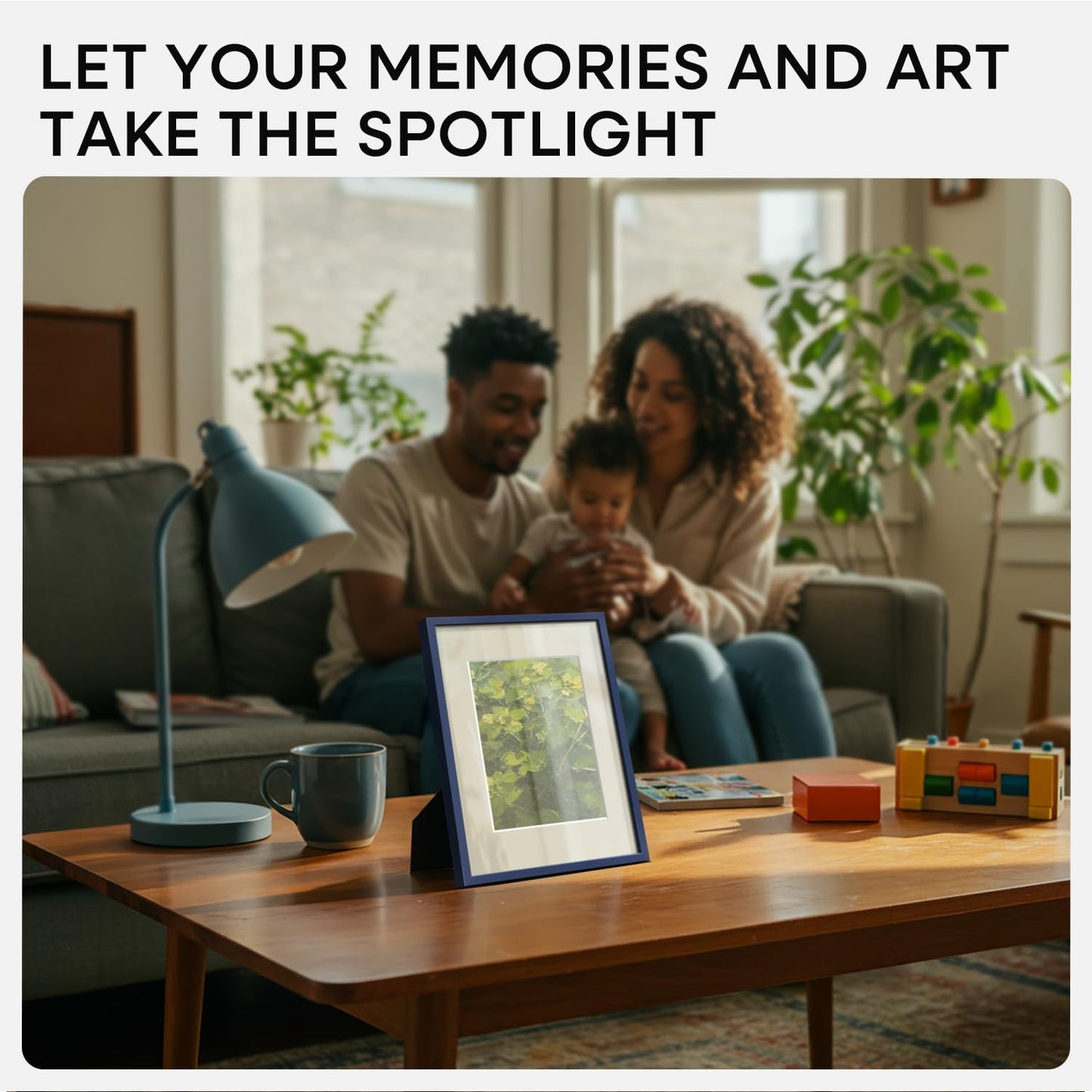 Homeforia A4 Picture Frame Navy Blue, High End Metal 8.3 x 11.7 inch Poster Frames with Mat 5.8 by 8.3 Art, A4 Size Frames Matted to A5 Photo, 8.3x11.7 Wall or Tabletop Frame, Tempered Glass, Set of 2