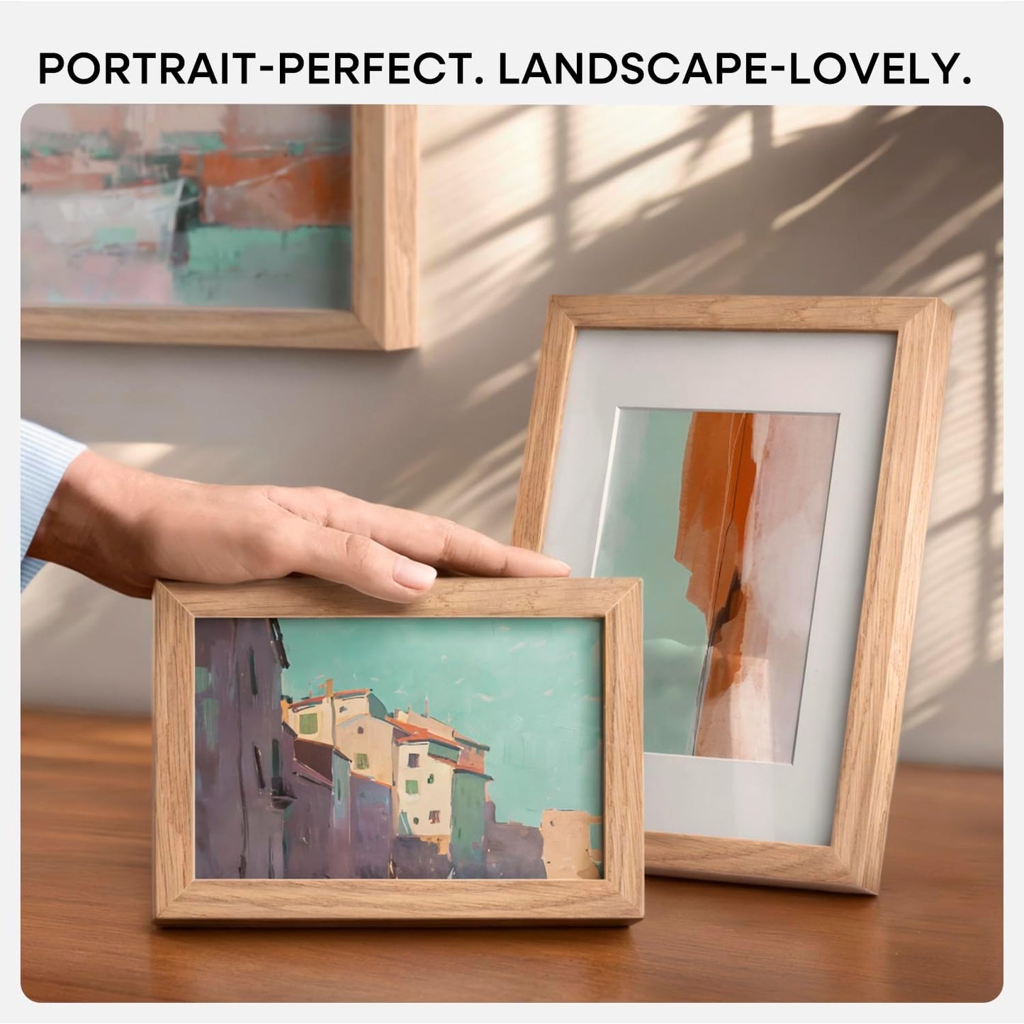 Homeforia 6x6 Picture Frames Wood, High-End Natural Oak 6 x 6 Square Frames with Mat 4 by 4 inch Photo, 6by6 Light Wooden Frames Matted to 4x4 Print, Tabletop Frame, Tempered Glass, Wall Kit, Set of 1