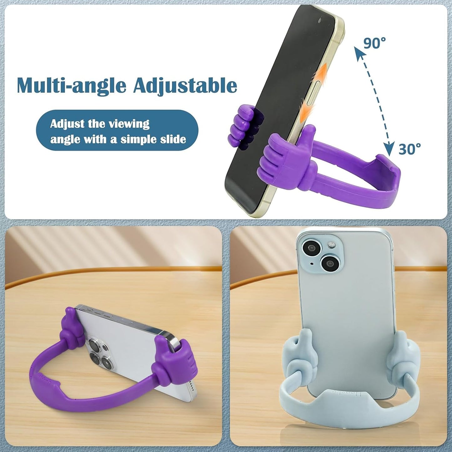 Honsky Cell Phone Stand Holder 2-Pack,Thumbs Up Lazy Phone Stand,Universal Adjustable Flexible Dock for All Phones & Tablets,Cute Stocking Stuffer Gift for Teen Girls,Red