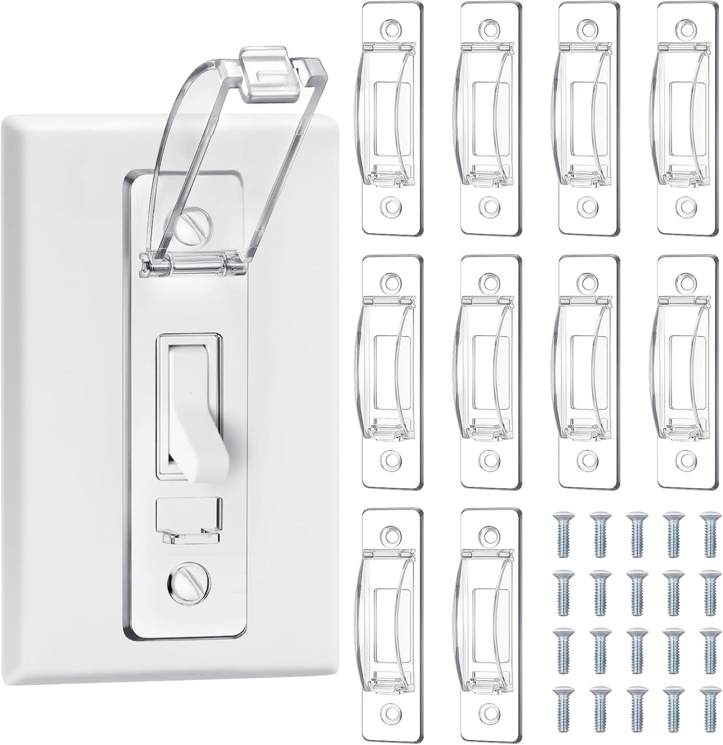 10 Pcs Light Switch Guard Cover Baby Child Proof Wall Light Switch Cover Guard for Rocker Protects Your Lights or Circuits from Being Accidentally Turned on or off by Children and Adults