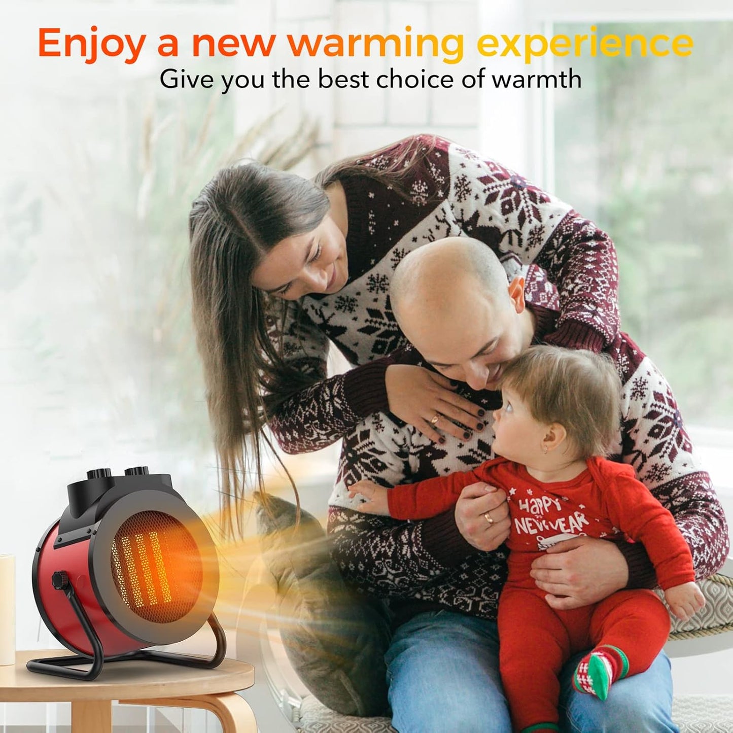 1500W Electric Space Heater with 90 Adjustable Angle, Overheat Protection, Heater for Garage, Office, Indoor Use