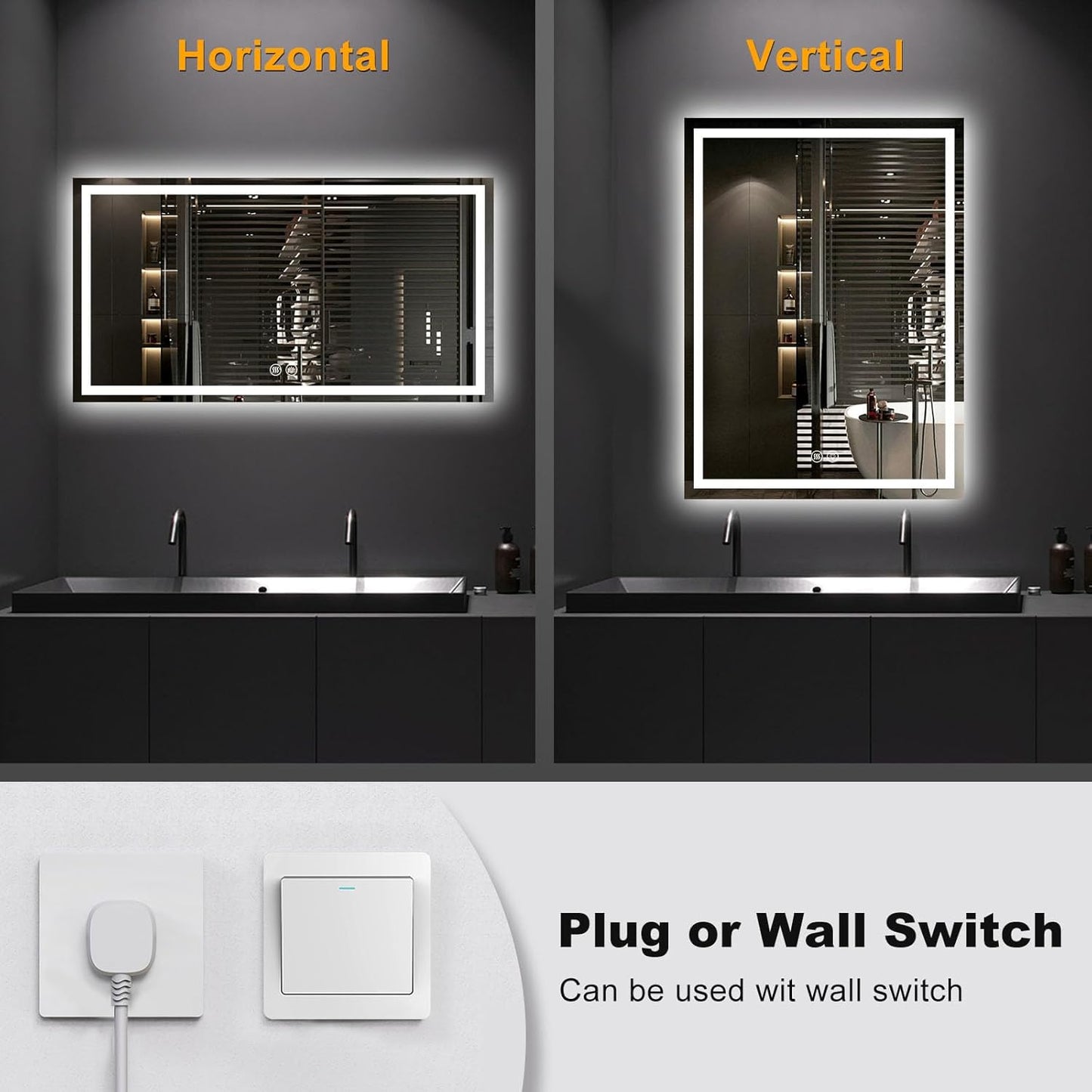 20"x28" LED Bathroom Mirror with Lights, Smart Lighted Bathroom Mirror for Wall, Anti-Fog Lighted Vanity Mirror with Memory, Shatterproof