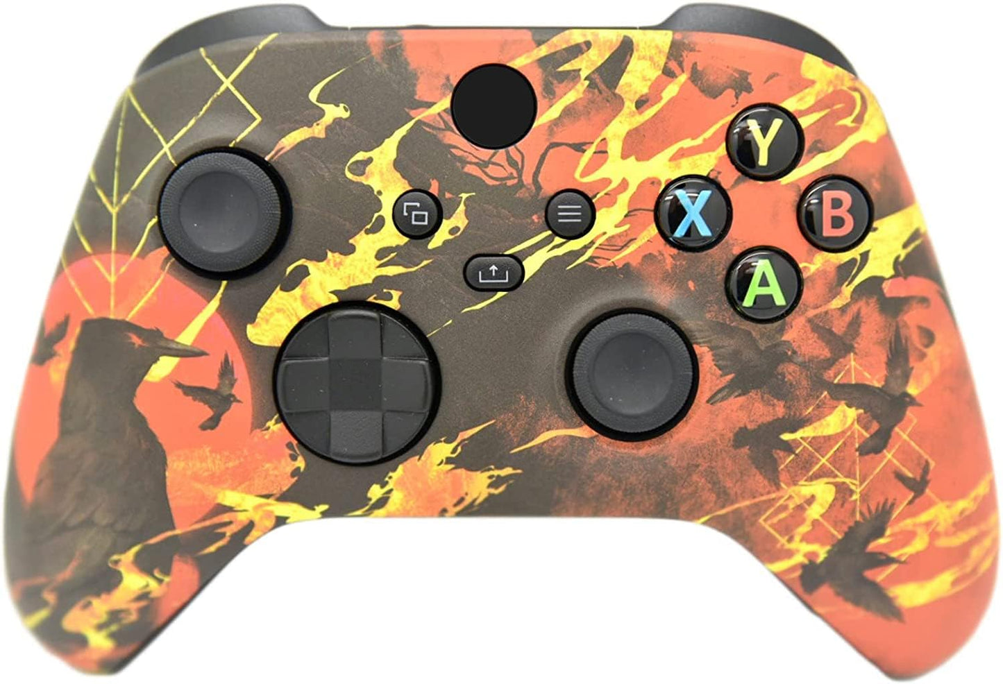 Hand Airbrushed Fade Custom Controller Compatible with Xbox Series X/S & Xbox One (Series X/S Burning Raven)
