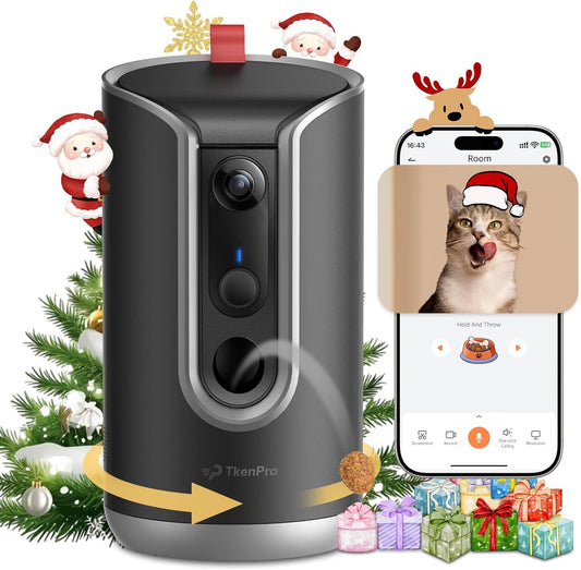 2K Pet Camera Treat Dispenser, AI Photo Album, Dog Camera with 360° Auto Tracking & 5G/2.4G WiFi, 2-Way Talk, Remote Treat Tossing, Motion Alerts for Cats Indoor