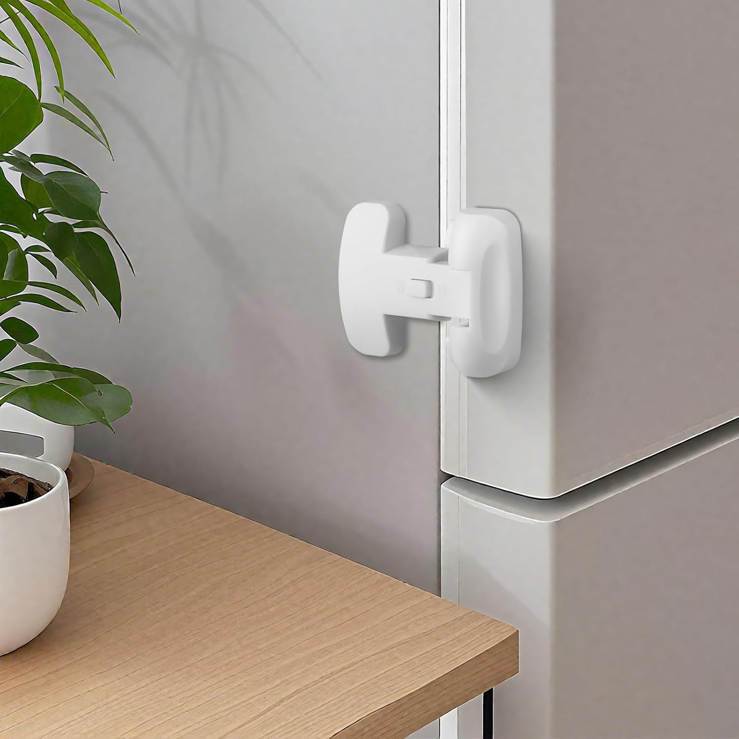 2 Pack Fridge Lock for Kids - Child-Proof Refrigerator Freezer Door Lock & Oven Lock for Child Safety, for Fridge/Freezer Doors, White