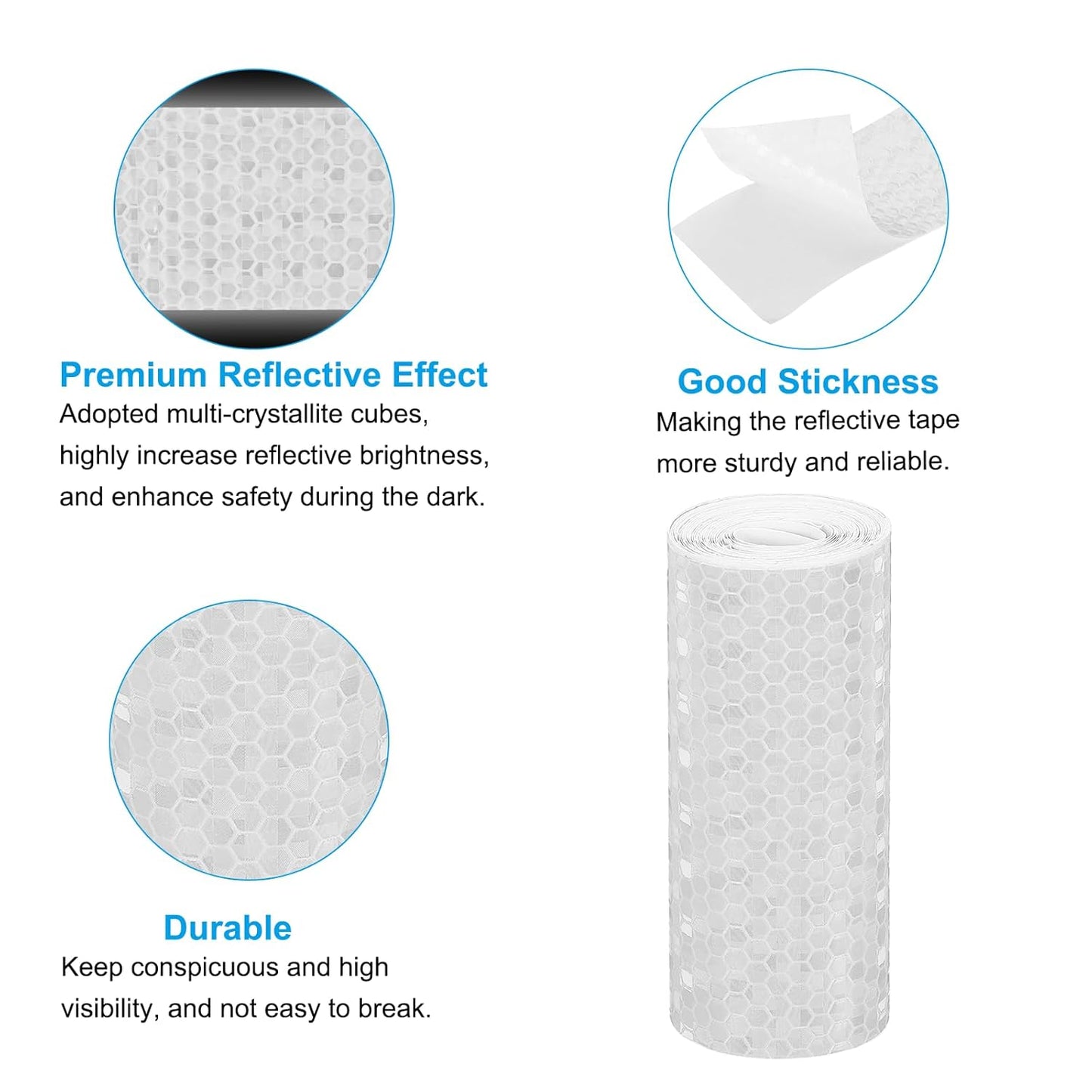 PATIKIL 4 Inch x 10 ft Reflective Tape, 1 Roll Waterproof Self Adhesive High Visibility Caution Warning Safety Tape Reflector with Scraper for Trucks Trailers Cars, White