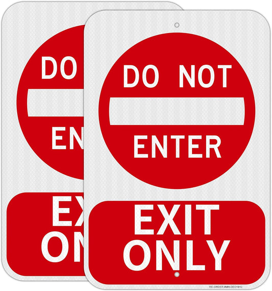 2 Pack Do Not Enter Exit Only Sign- 12" x 18" Aluminum Exit Only Do Not Enter Sign, Engineer Grade Reflective, Rust Free, Weather Resistant- Easy to Install