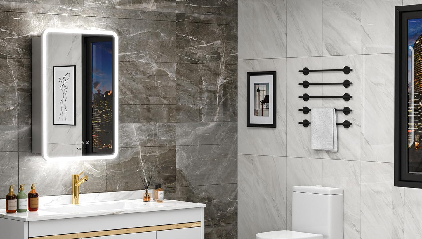 24×32 Inch LED Lighted Medicine Cabinet, Bathroom Medicine Cabinet with Mirror and Lights, RGB Multicolor Backlit, Adjustable Front Lighted, Defogger, Dimming, Memory Function, Wall Mounted