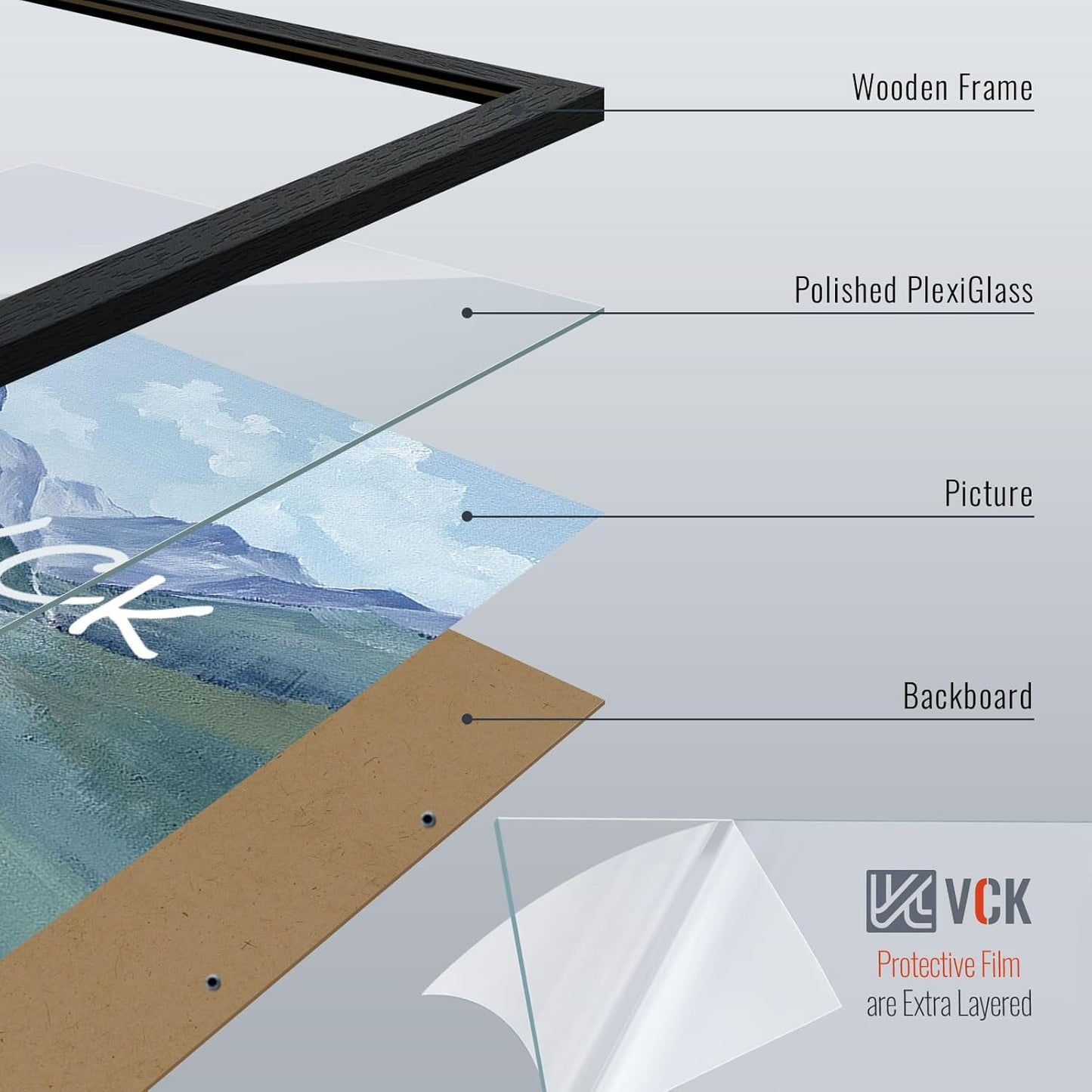 VCK 20x30 Poster Frames Black Set of 6, Wide Border Wood Picture Frame, Multi-Directional Display Family Photos, Office Prints, Studio/Gallery Art, Woodgrain Series, Wall Hanging