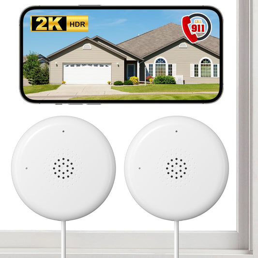 2K No Drill Window Camera-2 Pack Indoor Cameras for Home Security with Starlight Night Vision, AI Smart Detection, 911 Emergency Dispatch,US Based Cloud,2 Way Talk,24/7 Recording