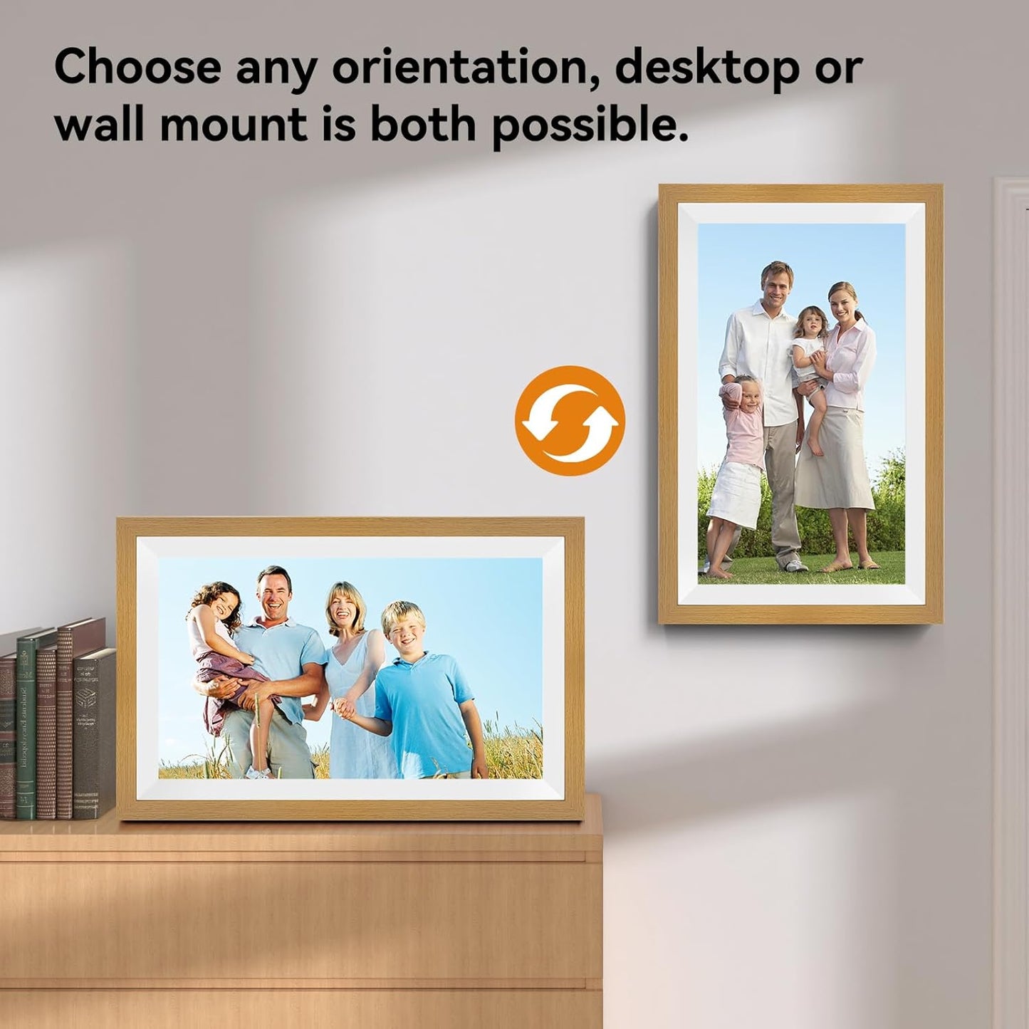 15.6 Inch Smart Digital Picture Frame with Wi-Fi 6, 32GB Storage, IPS Touch Screen, Auto-Rotation, Music Sync, Weather & Clock - Ideal Gift for Families