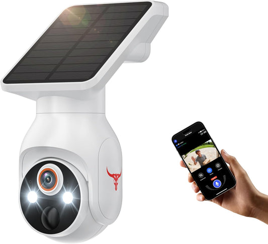1080P Security Camera Wireless with Solar Panel, Smart AI Human Detection, 2-Way Talk, 360 Surveillance Cam, Color Night Vision, Real Time Alerts, 2.4G Wi-Fi, Cloud Storage (Sold Seperately)