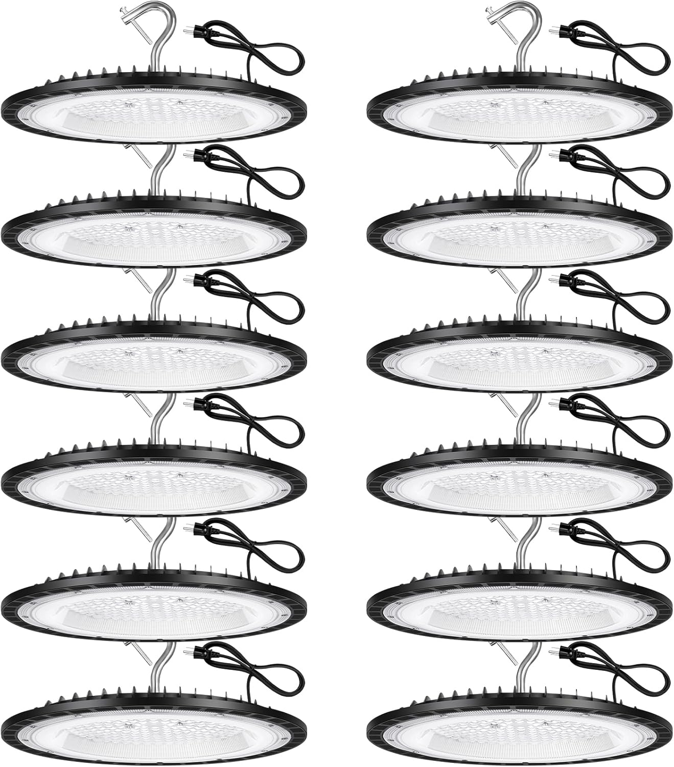 12 Pack 150W UFO LED High Bay Lights,IP66 Waterproof,120VAC,21000LM 5000K Daylight, 660W MH/HPS with Plug Commercial Bay Lighting for Barn,Gym,Factory,Warehouse,Shop,Workshop,Gym