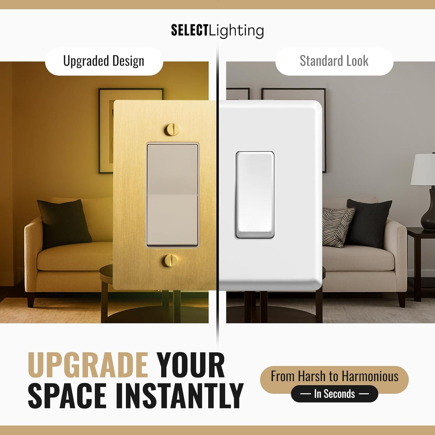 1-Gang Satin Brass Wall Plate, Electrical Receptacle Wall Outlet Faceplate, GFI/Rocker Decorator Light Switch Cover