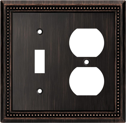 Henne Bery Sunken Pearls Decorative Wall Plate Switch Plate Outlet Cover (Toggle/Duplex, Aged Bronze)