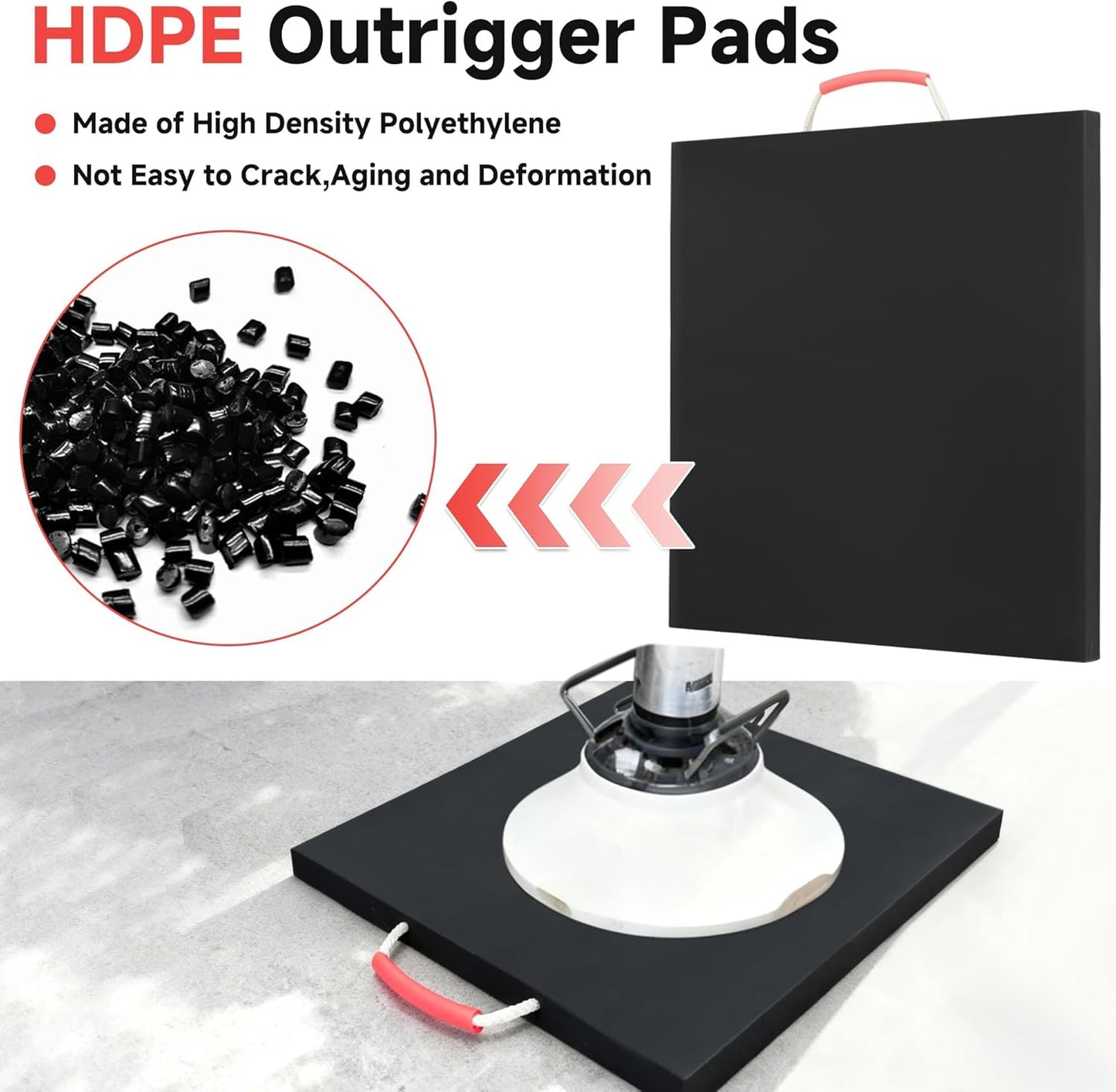 2 Pcs RV Outrigger Pads, 18" x 18" x 1" Non-Slip Rv Stabilizer Jack Pads with Handle, Heavy Duty Rv Pads for Leveling Jacks Blocks for Truck Trailer Crane Wrecker Service Truck, Black