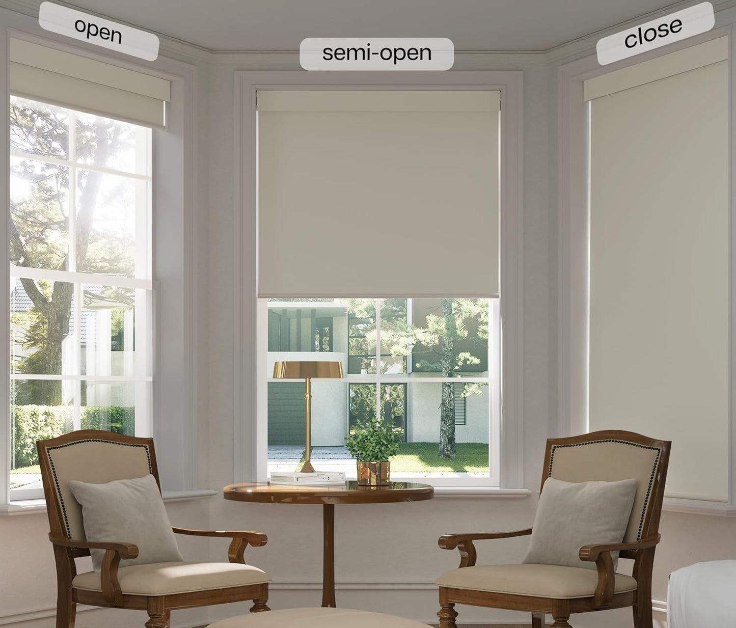 LazBlinds No Drill Blinds for Indoor Windows, Blackout Roller Shades, Cordless Window Blackout Blinds, Thermal Insulated Fabric UV Protection for Home and Office, 48" W x 72" H, Cream