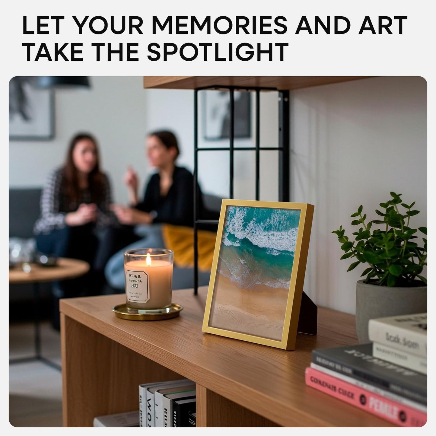 Homeforia A5 Picture Frame Gold, High End Metal 5.8 x 8.3 Frames Matted to 4.1 by 5.8 inch Photo, A5 Frame with Mat A6, 5.8x8.3 Poster Frames, 8.3x5.8 Display Frame, Tempered Glass, Wall Kit, Set of 2