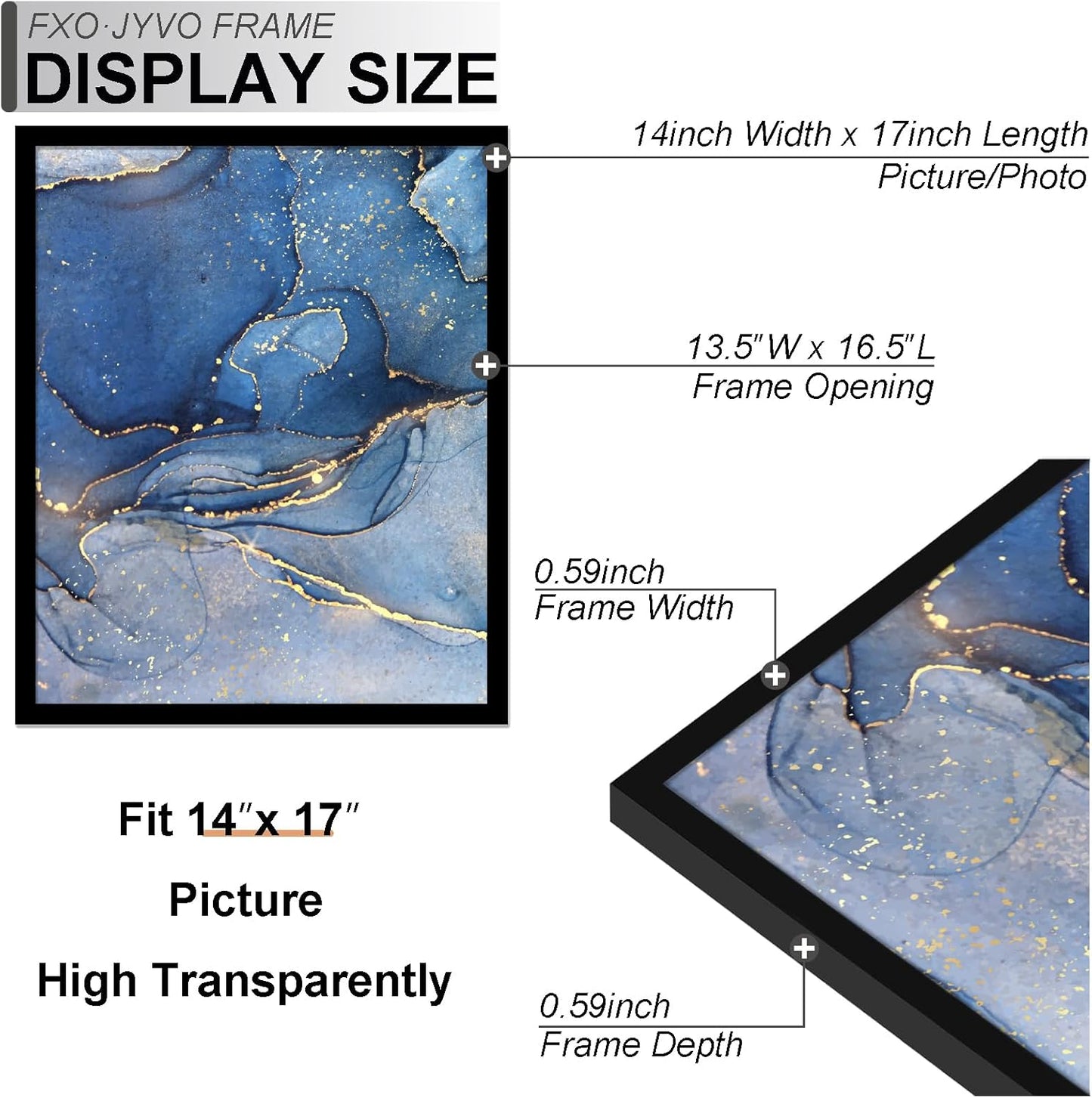 14x17 Picture Frame, Black Frame for 14 x 17 Inch Picture Poster Photo, Light Weight and High Transparent 14 by 17 Frame for Wall - 1 Pack/Black/14 x17