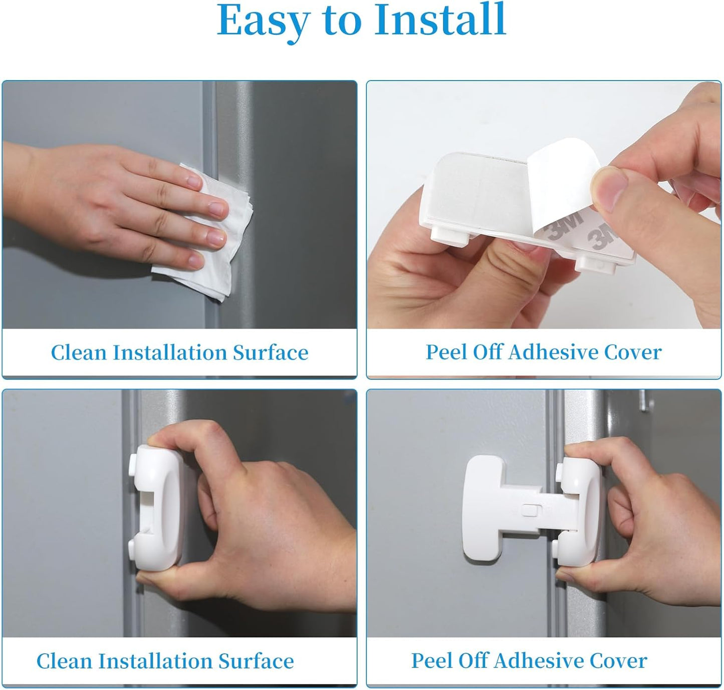 1 Pack Fridge Lock for Kids - Child-Proof Refrigerator Freezer Door Lock & Oven Lock for Child Safety, for Fridge/Freezer Doors, Black