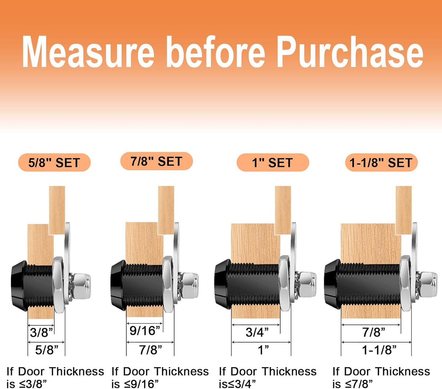 Cabinet Lock with Key RV Compartment Storage Lock Keyed Alike with Black Finish, 4 Pack 7/8" Cylinder Fits RV, Camper,Replacement Set with 8 Keys(4, Black 7/8 Inch)