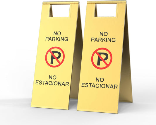 2-Pack No Parking Sign, stainless steel,24 Inch Height, Double Sided A-Shaped Frame No Parking Sign, Folding No Parking Signs for Outside, Lawn, Driveway, Garage, Yard, Fire Lane