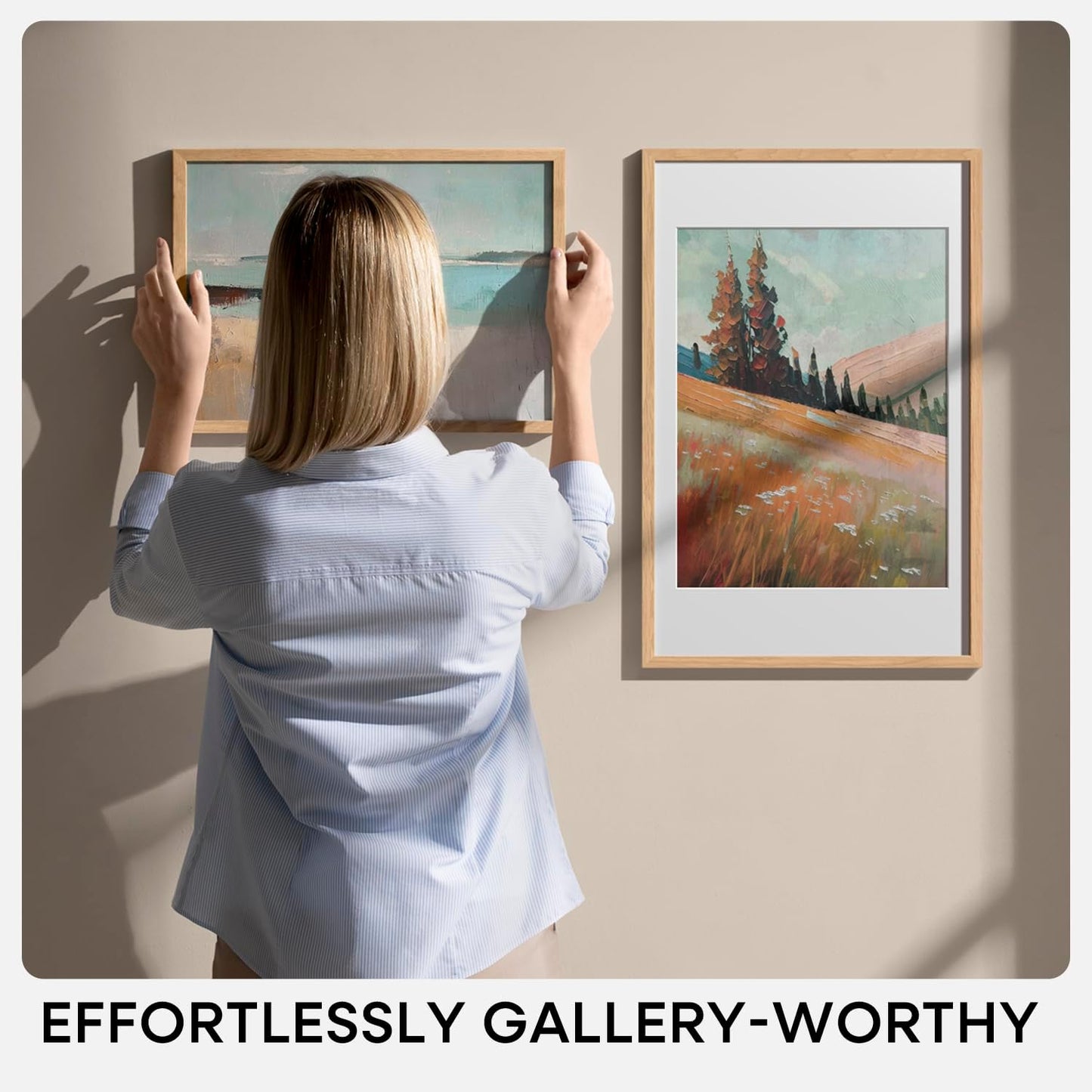Homeforia 19.25x26.75 Puzzle Frame Wooden, High End Natural Oak 19.25 x 26.75 Picture Frames Light Wood without Mat, 26.75x19.25 Frame for Wall, 19.25by26.75 Frames, Tempered Glass, Wall Kit, Set of 1