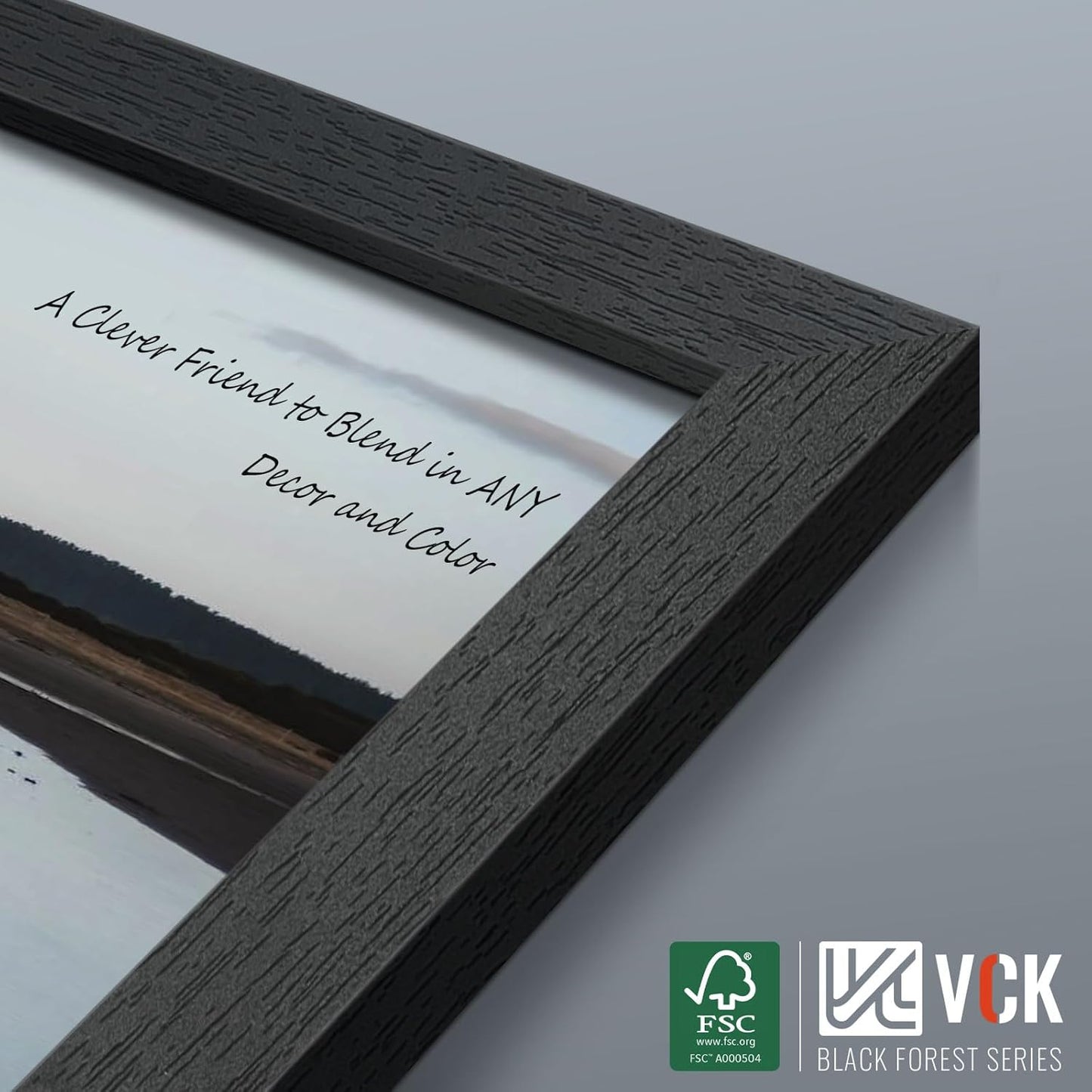 VCK 11x14 Picture Frames Black Set of 6, Wide Border Wood Multi Certificate 11 x 14 Frame, Family Photos, Office Prints, Studio/Gallery Artwork, Woodgrain Series, Wall Hanging